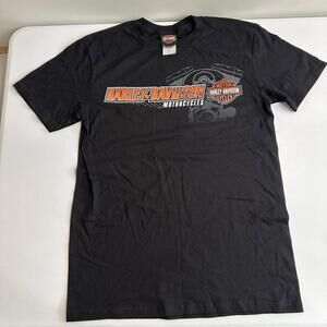 Harley Davidson Motorcycles Spellout Shirt Mens Medium Black Roanoke VA Tee